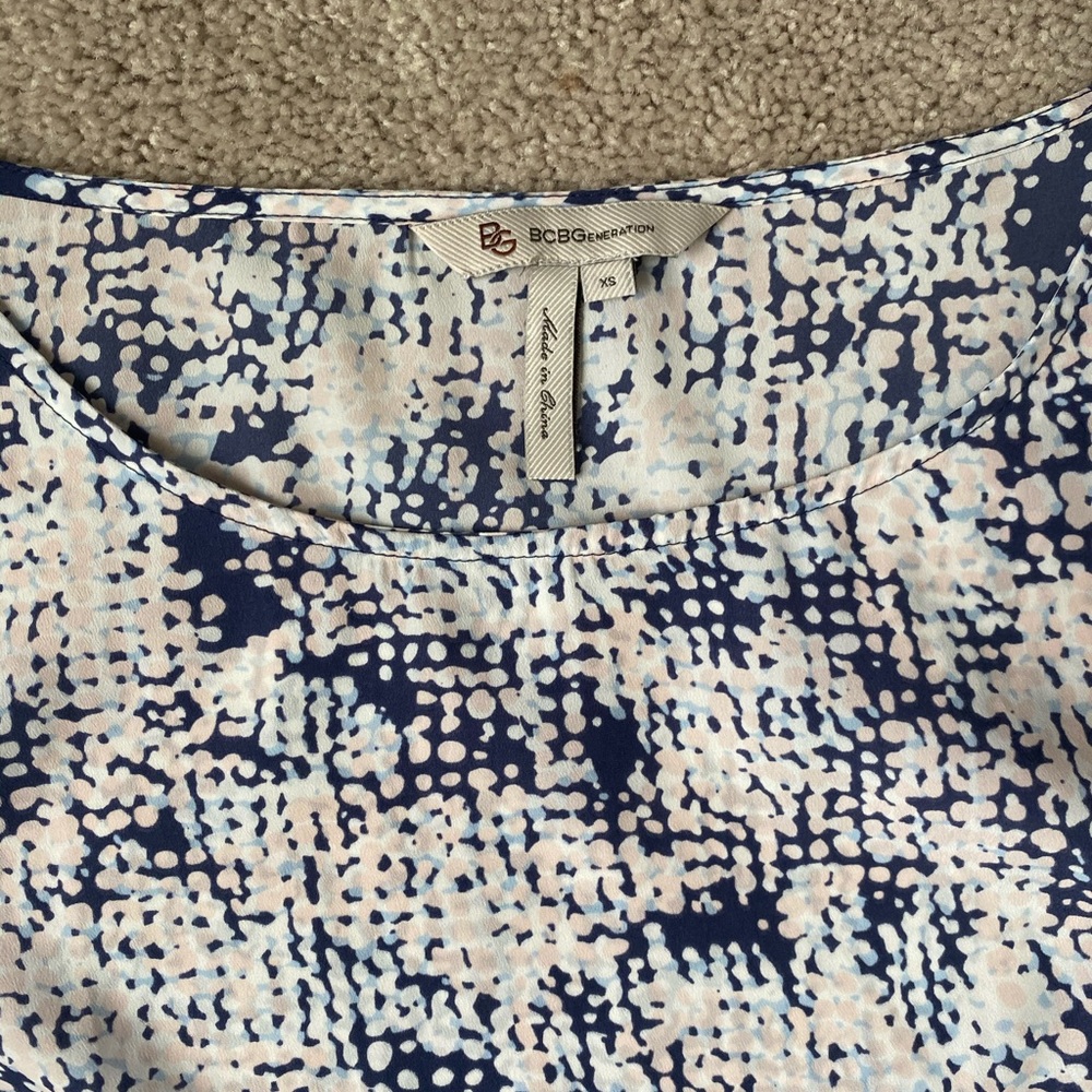 BCBGeneration Navy and Light Pink Printed Women’s Top